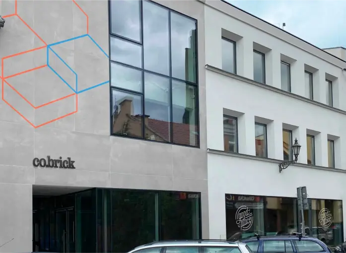 Map and exterior of the co.brick office at Gliwice, Poland